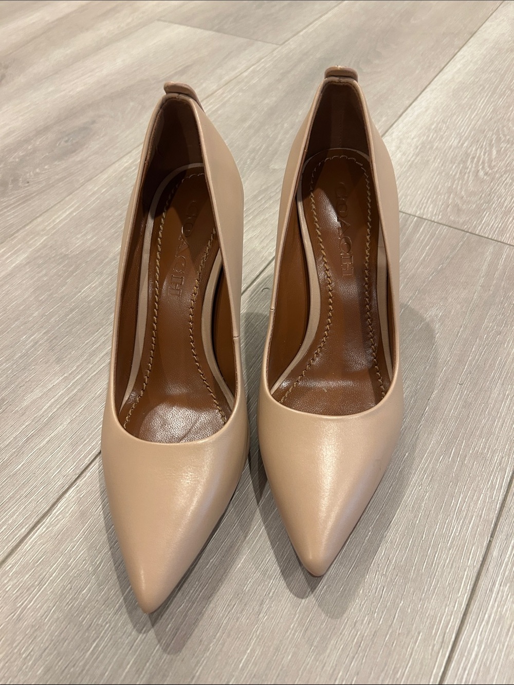 Coach Blush Beige Pointed-Toe Stiletto Pumps - Picture 2 of 5
